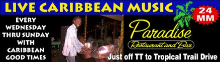 Live Caribbean Music Every Wednesday thru Sunday at Paradise Restaurant & Bar
